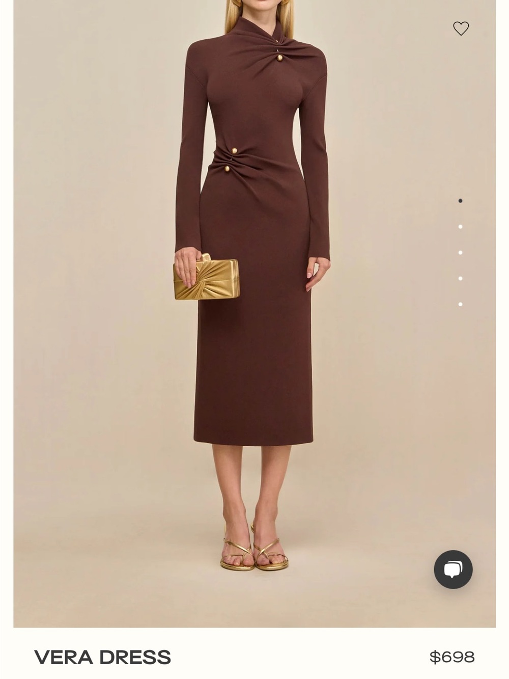 cult gaia Brown Long-Sleeve Twist Midi Dress